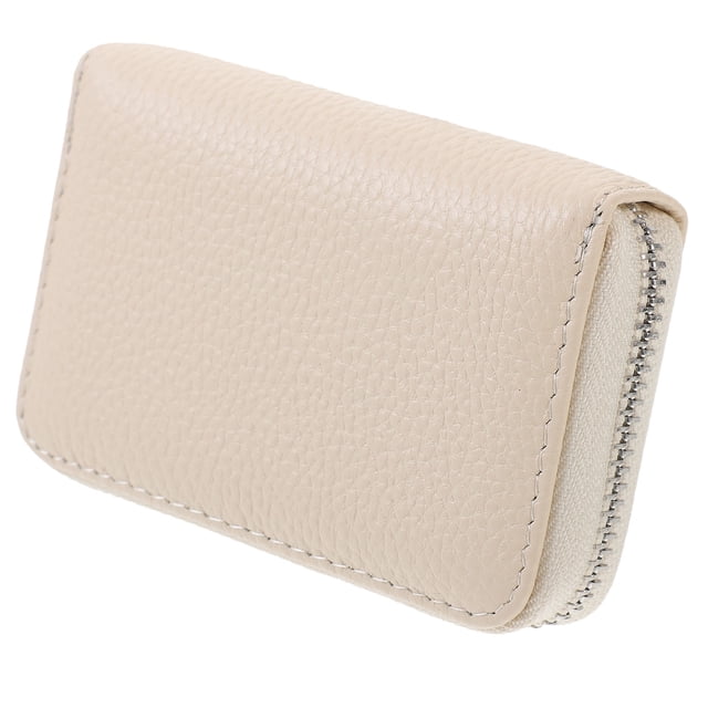 unbranded Billetera Con Cremallera Beige Para Tarjetas Y Dinero Práctico