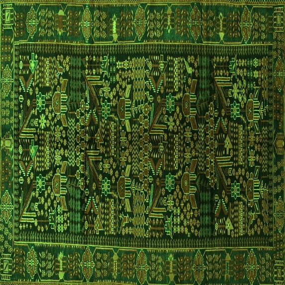 Ahgly Company Indoor Square Persian Green Traditional Area Rugs, 8' Square