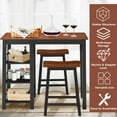 thumbnail image 5 of Gymax 3-Piece Counter Height Dining Table Set w/2 Saddle Stools&Storage Shelves Walnut, 5 of 10
