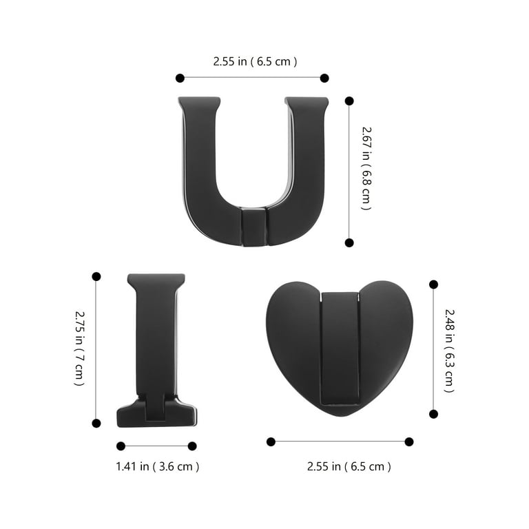 Foldable Coat Hooks, Heart Shape Aluminum Alphabet Letter iu