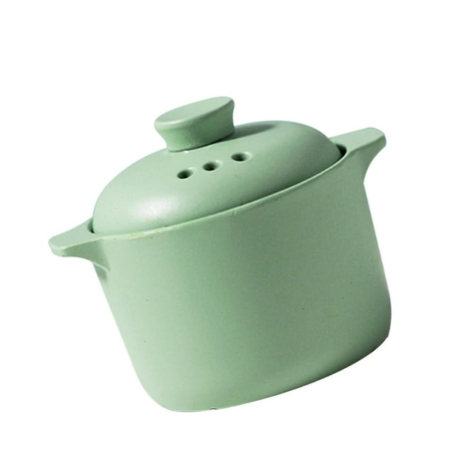 Cazuela pequeña delicada, regalo de cumpleaños, miniaturas con tapa, accesorios de cocina Verde