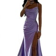 thumbnail image 3 of Robes Longues Maxi pour Femmes Col Bénitier Robe de Soirée Sans Manches en Satin Robe Décontractée de Fête, 3 of 4