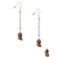 thumbnail image 2 of Delight Jewelry Resin Tan Lion - Silver-tone Long Sparkle Dangle French Earrings, 2 of 4