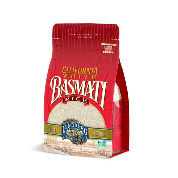 Lundberg California White Basmati Rice, 2lb (6 count), Gluten-Free, Non-GMO Project Verified, Vegan, Kosher