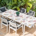 thumbnail image 2 of Red Yellow Snowflake Christmas Table Cloths for 8 Foot Rectangle Tables, Xmas Snowflake Winter Patio Waterproof Elastic Fitted Tablecloths, Washable Rectangular Table Cover for Camping, 2 of 8