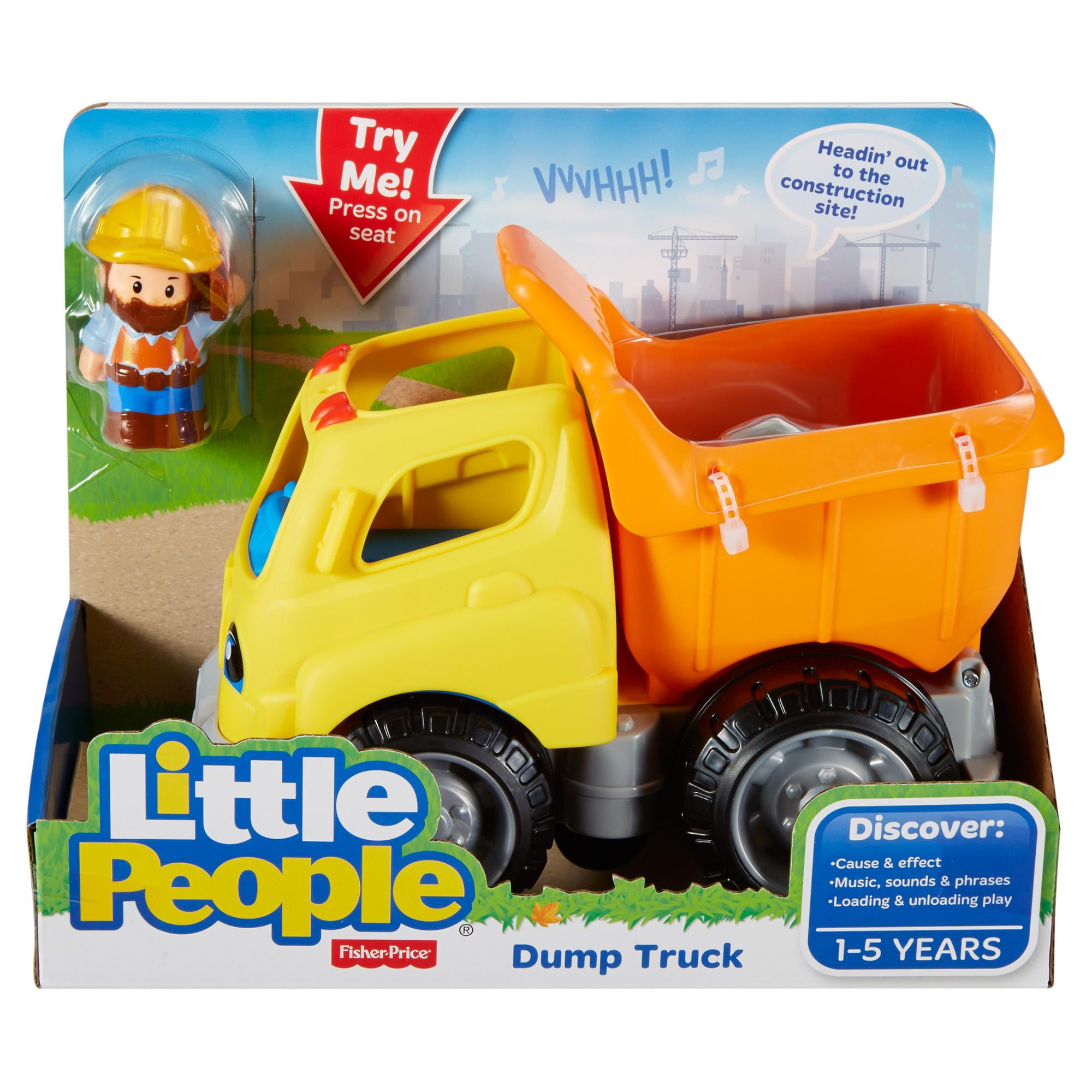 Fisher Price Little People Yellow Construction Dump Truck Music Sounds 