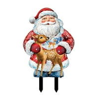 WMGHA Christmas Garden Decorations Outdoor with Stakes, Lighted Holiday Yard Signs for Patio Walkway, Xmas Tree Seasonal Festival Decoration Props, Indoor Outdoor LED Decor(Santa Claus)