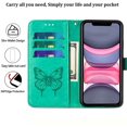 thumbnail image 6 of Phone Case for iPhone XR Wallet,Card Holder [Kickstand][Wrist Strap] Butterfly Floral Embossed for Women PU Leather Flip Protective Cover for iPhone XR Cases 2021 (Green), 6 of 8