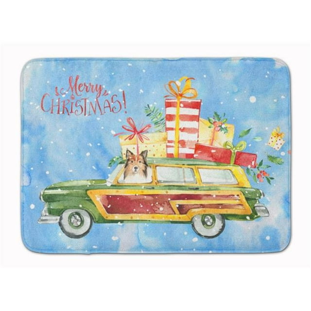 Carolines Treasures CK2421RUG Merry Christmas Sheltie Machine Washable Memory Foam Mat