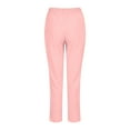 thumbnail image 4 of Mrat Women's Cotton Linen Capris Casual Capris Pants Solid Cropped Comfy Baggy Trousers with Pockets Loose Pants S-20 Pink-A S, 4 of 4