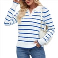thumbnail image 3 of Camisas de Mujer con Cuello de Solapa, Cuello en V, Blusa de Larga, Blusa Informal Elegante. Azul L, 3 of 8