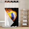 thumbnail image 6 of No Hook Shower Curtain with Snap in Liner, Abstract Flame Volleyball Waterproof Fabric Bathroom Curtain Mesh Top Window, Modern Sport Art Shower Curtains 36x72in, 6 of 9