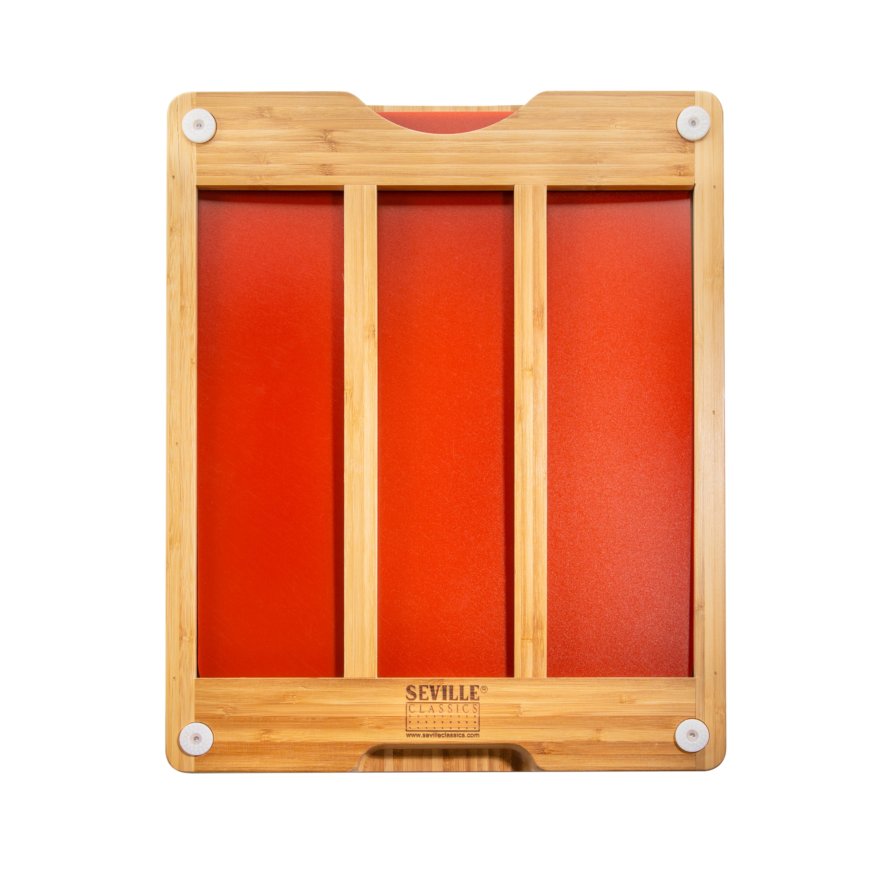 Seville Classics Bamboo Cutting Board w/ 7 Color-Coded Cutting Mats