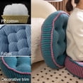 thumbnail image 3 of Grand Pouf Rond de 22 Pouces, Coussin de Sol Capitonné Extra Épais avec Bordure Décorative, Coussin Rayé en Peluche Courte de Qualité Supérieure pour Yoga, Coin Lecture et Balcon, Coton PP à Haute Résilience (Violet, 1 Pce), 3 of 7