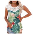thumbnail image 2 of Fiudx Ofertas Flash Artículos En Oferta Camisetas Sin Mangas de Encaje con Estampado para Mujer, Camisetas Sin Mangas con Empalme de Cuello Redondo, Camiseta Ligera y Cómoda Delgada, 2 of 5