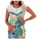 thumbnail image 2 of Fiudx Ofertas Relámpago Camisetas Sin Mangas de Encaje con Estampado para Mujer, Camisetas Sin Mangas con Empalme de Cuello Redondo, Camiseta Ligera y Cómoda Delgada, 2 of 5