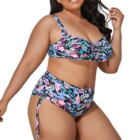 Gibobby Women s Bikini Sets V Neck High Waisted Swimsuits Shell Stitched Cheeky Two Piece Bathing Suit(Grey XL)