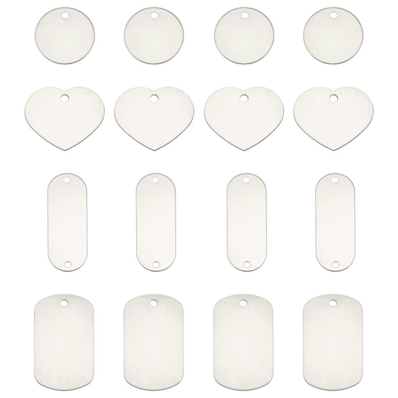 Uxcell Aluminum Engraving Blanks Tags, 120Pcs Metal Laser Engravable Stamping Blanks Set, Silver Tone