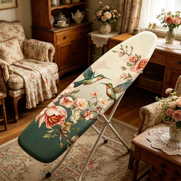 Large Ironing Board Cover 55 X 16, Heavy Duty Soft Fabric Iron Board Covers Hummingbird Flower, Ironing Board Cover With Extra Thick Padding And Secure Elastic Edge For Smooth Ironing Experience