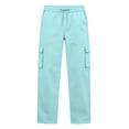 thumbnail image 4 of CYRBOKO Boys Cargo Sweatpants with Pockets, Relaxed Fit Casual Elastic Waist Drawstring Athletic Pants Light Blue Size 7-8 T, 4 of 7