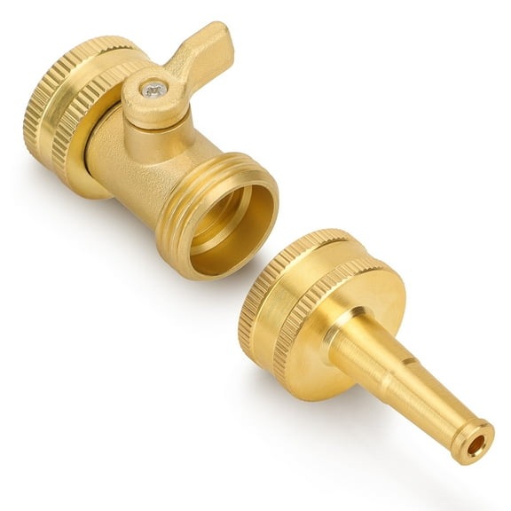EEEkit High Pressure Hose Nozzle, Solid Brass Garden Hose Connector Jet Nozzle with Shut Off Valve, 3/4" Thread