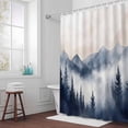 thumbnail image 5 of Blue Forest Mountain Fabric Shower Curtain Watercolor Landscape Washable Shower Curtains for Bathroom, Waterproof Bath Curtain with Hooks Home Decor 72x72in, 5 of 8