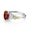 thumbnail image 3 of Gem Stone King 925 Silver and 10K Yellow Gold 3-Stone Ring Garnet Moissanite (2.63 Cttw), 3 of 3