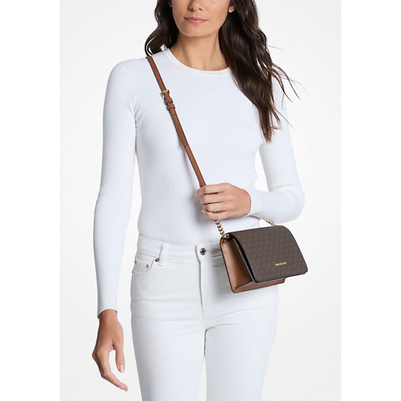 Michael Kors Women's Jet Set Medium Signature Logo Crossbody Bag (Brown) 35F5GTVC8B-847