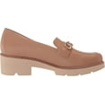 thumbnail image 2 of Naturalizer Womens Desi Chain Detail Platform Lug Sole Heeled Loafer Taupe Leather 10M, 2 of 6