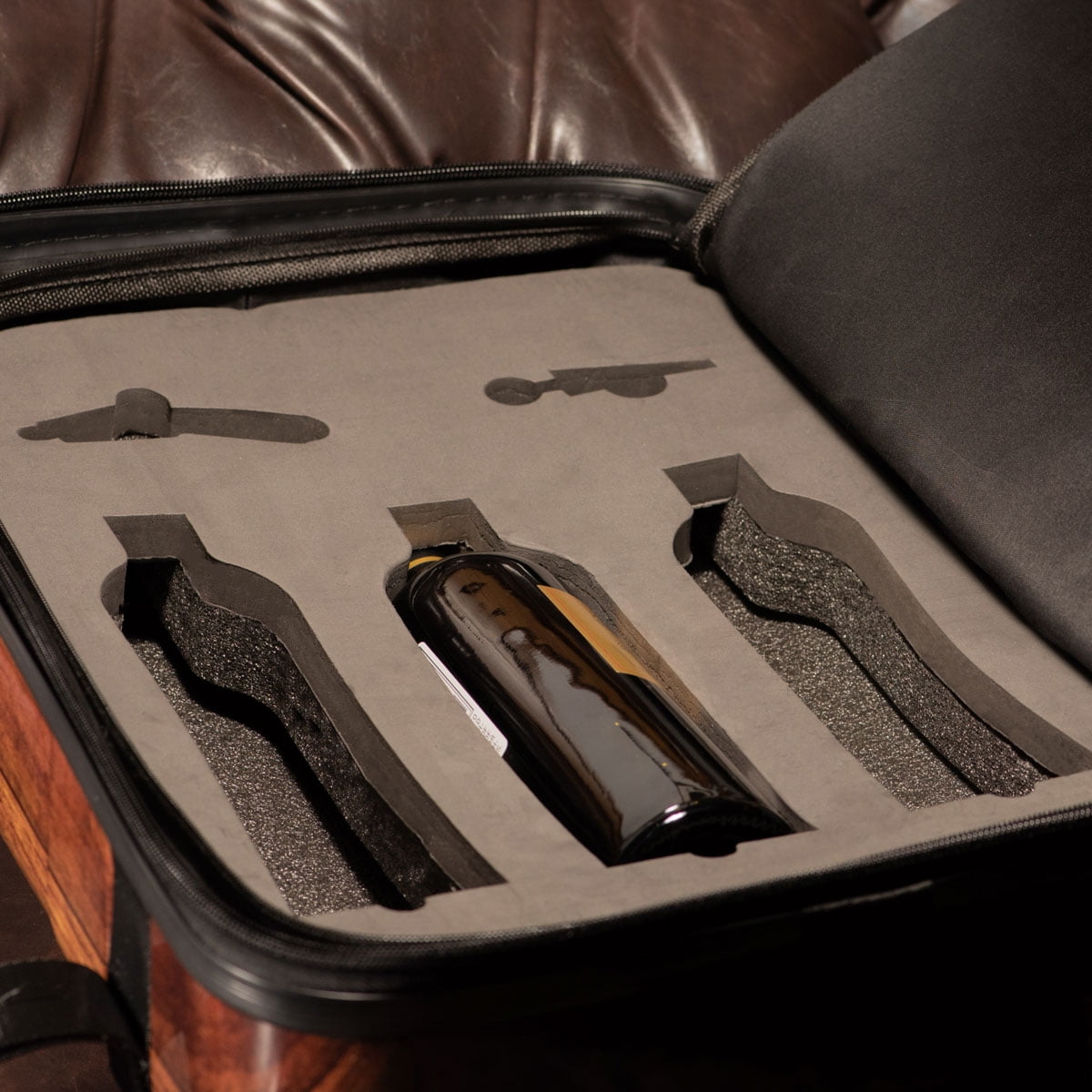 The Six (6-Bottle) Wine Luggage, TSA Approved Anti-Theft Zipper, Lightweight Hard Shell Spinner Suitcase