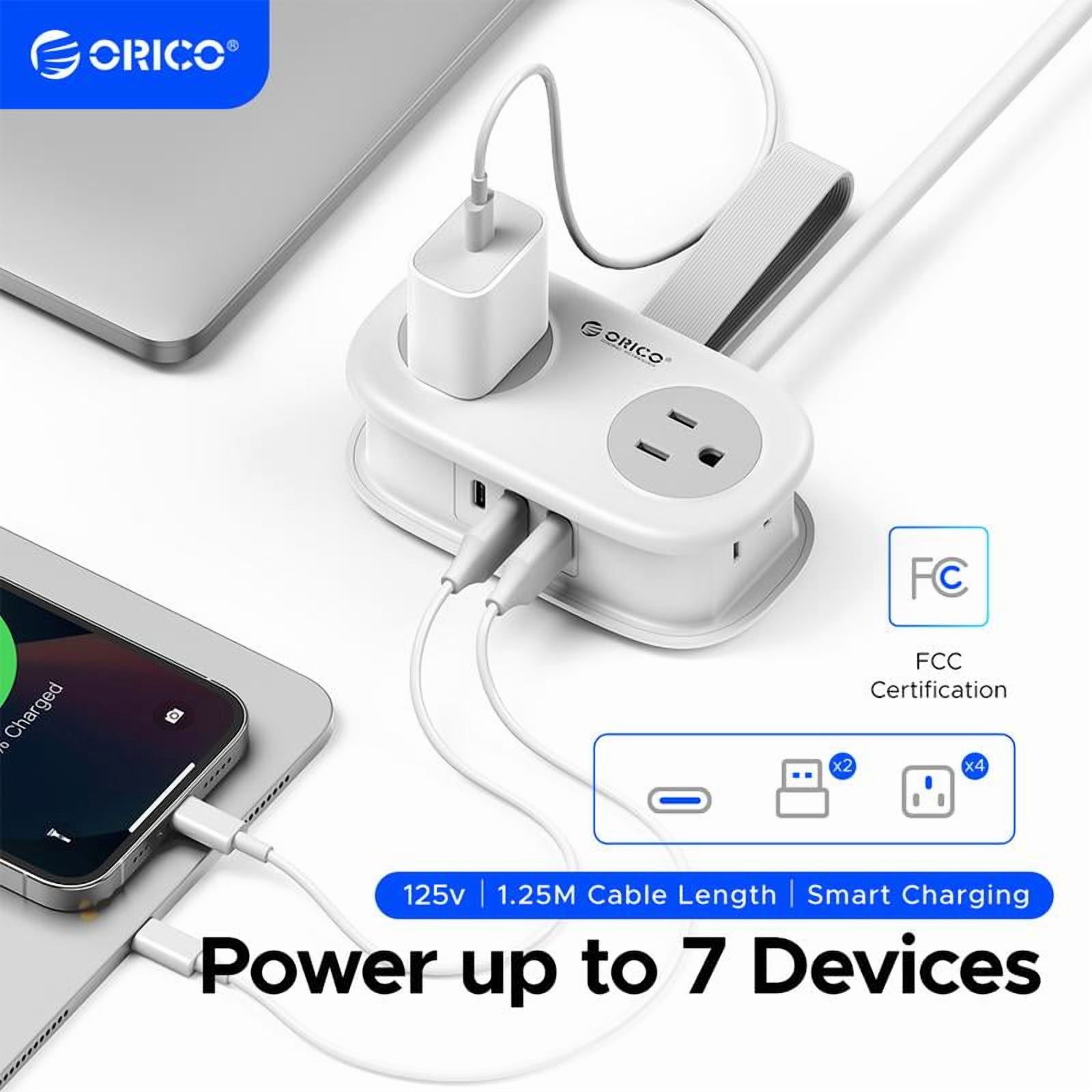 Travel Power Strip, ORICO 4 Outlets 3 USB Ports (1 USB C) with 4FT Wrapped Short Extension Cord Small Power Strip, Compact for Hotel Travel Essentials Cruise Approved
