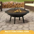 thumbnail image 4 of DWVO 30'' Outdoor Round Fire Pit Bowl with Round Spark Screen, Detachable Log Grate and Poker for Camping Picnic Bonfire Patio Outside Backyard Garden, 4 of 6