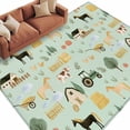 thumbnail image 2 of 8x10 Washable Area Rug, Green Farm Non-Slip Extra Large Rectangle Rug for Living Room Bedroom, Farmhouse Cartoon Horse Cow Chicken Fence Truck Tree Indoor Floor Mat for Home Decor, 2 of 9