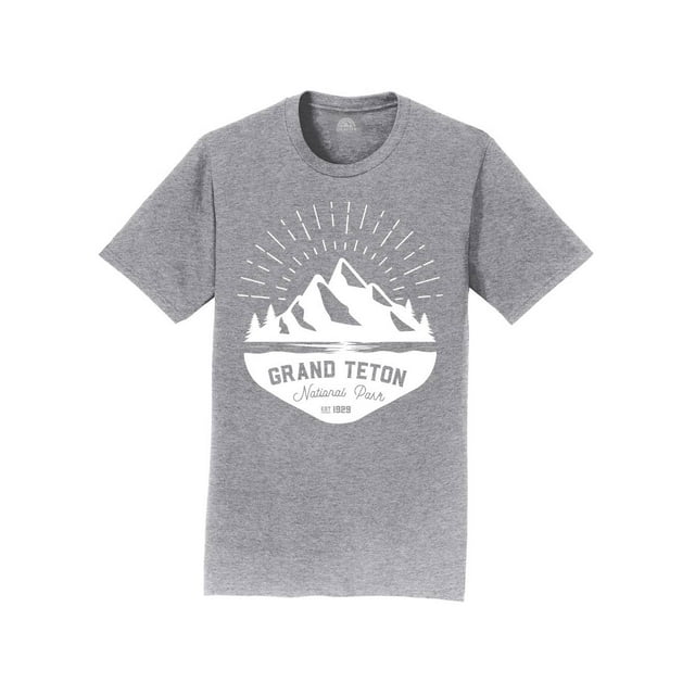 Gravity Outdoor Co. T-Shirt Homme Grand Teton - Logo Blanc - Chiné - 2TG