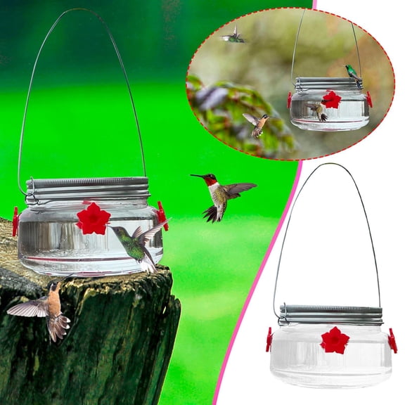 sruoe Hummingbird Feeder, Hummingbird Feeders for Outdoors Hanging, Window Hummingbird Feeder for Birds Patio Garden Family Decorative Viewing, Plastic