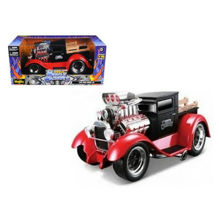 1929 Ford Model A Matt Black/Red Muscle Machines 1/18 Diecast Model Car by