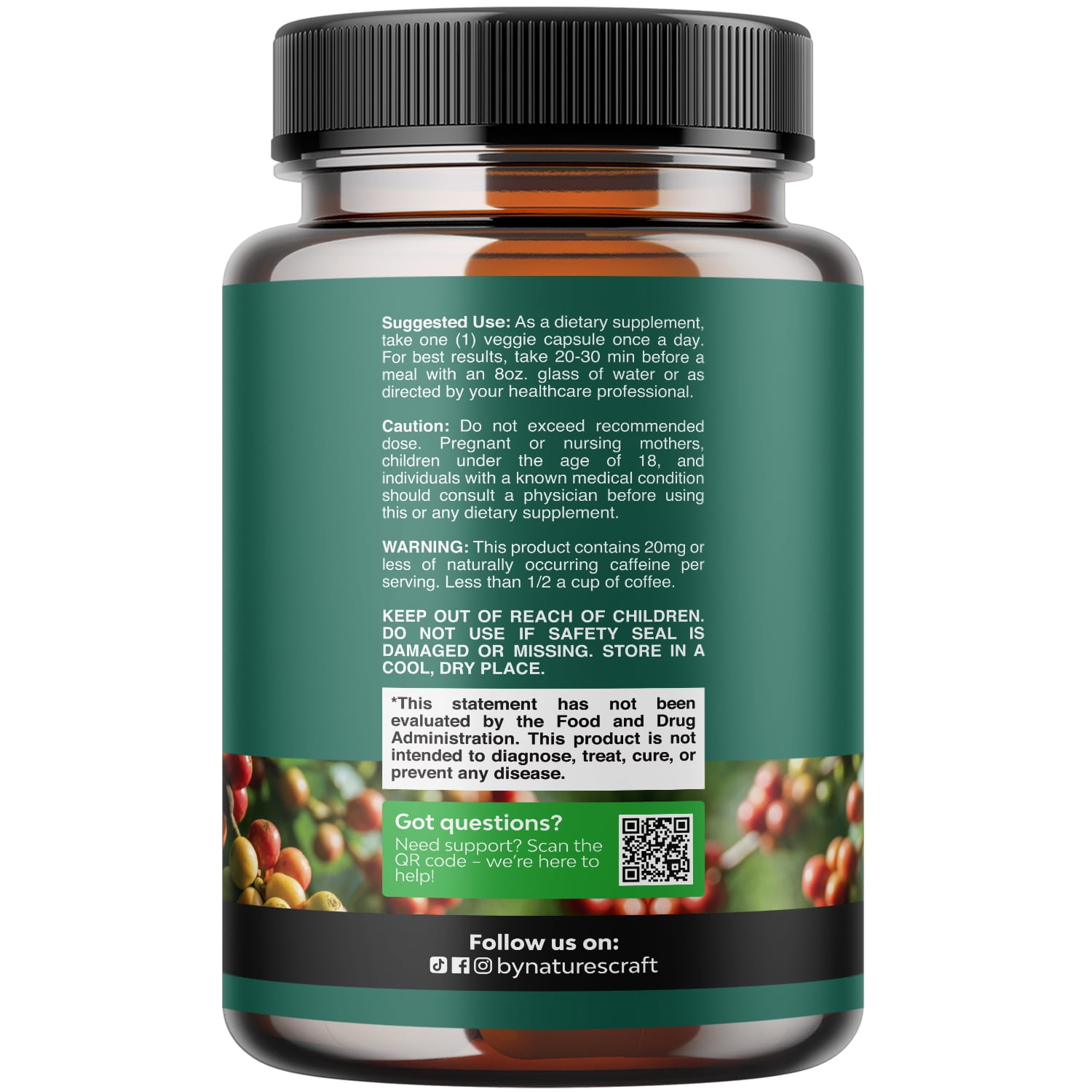 Natures Craft Green Coffee Bean Extract with Chlorogenic Acids, Weight Loss Supplement, 120 Capsules