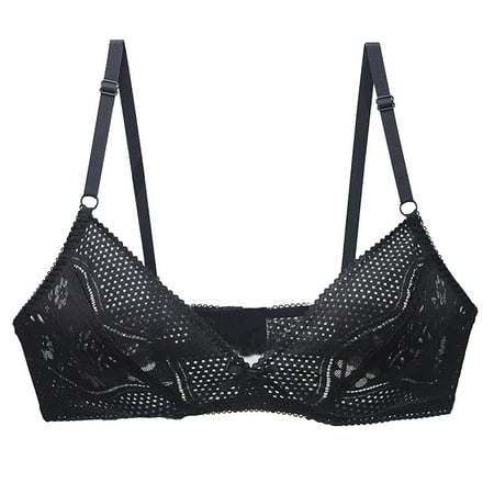Women s Sheer Lace Minimizer Bra - Ultra Thin Balconette Unlined Underwear  Plus Size Sexy Lingerie with Strappy  Non-Padded Comfort & Full Coverage Support  See Through Cup