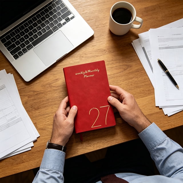MTBLYS Agenda en inglés 2027 | Planificador diario de 365 días | Cuaderno portátil | Calendario de papel | Agenda semanal y mensual | 6.85 x 3.78 x 1.18 pulgadas