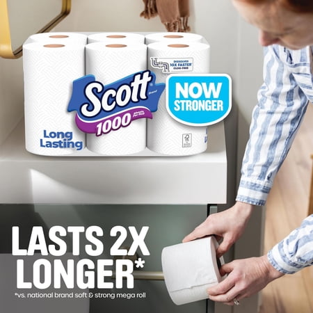 Scott 1000 Toilet Paper, 1 Roll, 1,000 Sheets per Roll