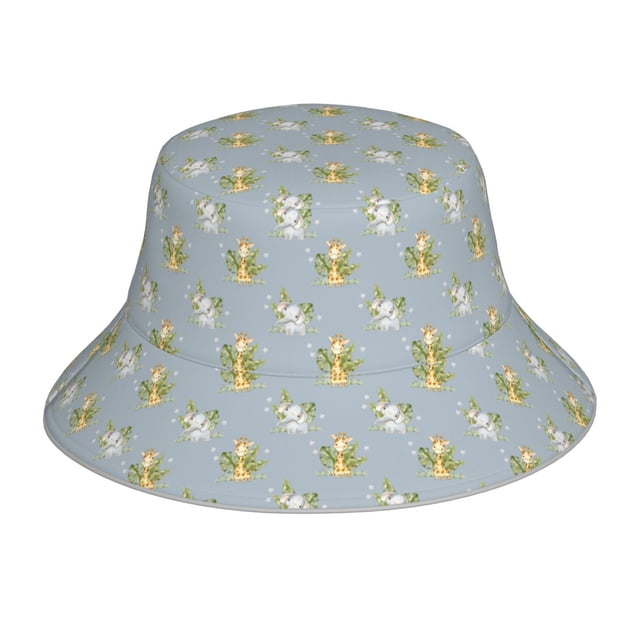 Fotbe Baby Elephant Giraffe Sombrero Tipo Pescador con Estampado – Sombrero de Sol de Algodón de Moda para Playa, Golf, Pesca