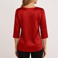 thumbnail image 4 of mgoYE Neck Tops for Women Trendy Draped Long Sleeve Velvet Top Elegant Fall Winter Tunic Shirt Casual Dressy Blouses(Red,S), 4 of 7