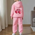 thumbnail image 4 of YMNXA Big Child Girls Casual Outfit 2 Piece Long Sleeve Bow Print Pocket Hoodies And Pants Fashion Comfortable Sets For Daily Wear Pink 3-4 Years, 4 of 7