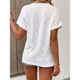 thumbnail image 5 of T Shirts For Women White Womens Tops Fashion V Neck With Mesh Cut Out Short Sleeved Elegan Casual Pullover Daily Comfortable Summer Tops, 5 of 7