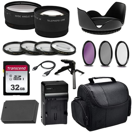16pc-Accessory Kit for Canon EOS Rebel SL1 DSLR Cameras, Kit Includes - Replacement LP-E12 Battery & Charger, 58mm 4-Piece Macro Lens Kit + Case and More