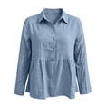 thumbnail image 5 of ClodeEU Women's V Neck Long Sleeve Peplum Blouse,Casual Solid Color Ruffle Hem Top B-Green,Women's Plus S, 5 of 7