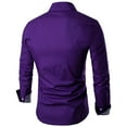 thumbnail image 3 of IROINNID Clearance Long Sleeve Shirts for Men Casual Pattern Button Turndown Top Blouse Shirt,Purple, 3 of 3