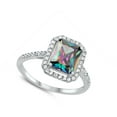 thumbnail image 4 of Multi-color Cubic Zirconia Halo Ring .925 Sterling Silver Band Black Jewelry Female Male Size 10, 4 of 4
