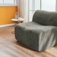 thumbnail image 5 of Foam Compression Sofa Chair, Single Lounge Chair with Adjustable Footrest and Included Pillow, Velvet Upholstered Modern Minimalist Chair for Small Space, Living Room, Bedroom, or Dorm, Gray, 5 of 11