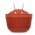 thumbnail image 1 of Imitation Rattan Wall Hanging Flower Plant Pot Semicircular Resin Fence Basket for Balcony Garden Indoor, 1 of 9